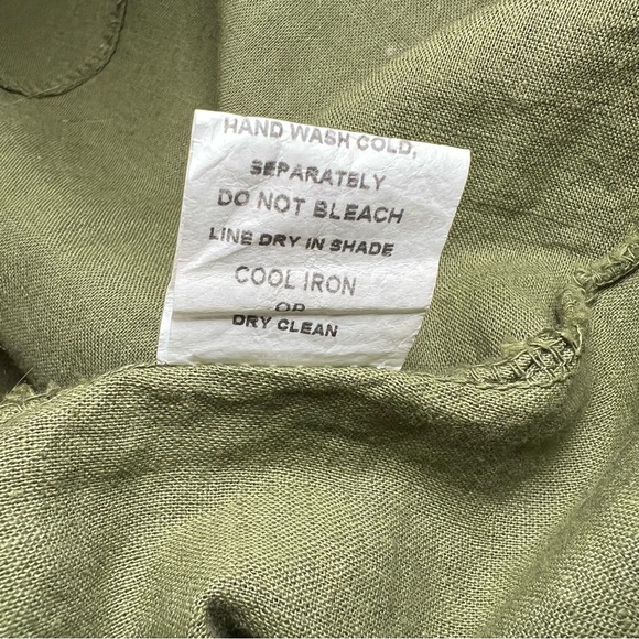 Francesca Bettini Olive Green Short Sleeve Button Up Linen Blend Shirt Dress M - Picture 11 of 11